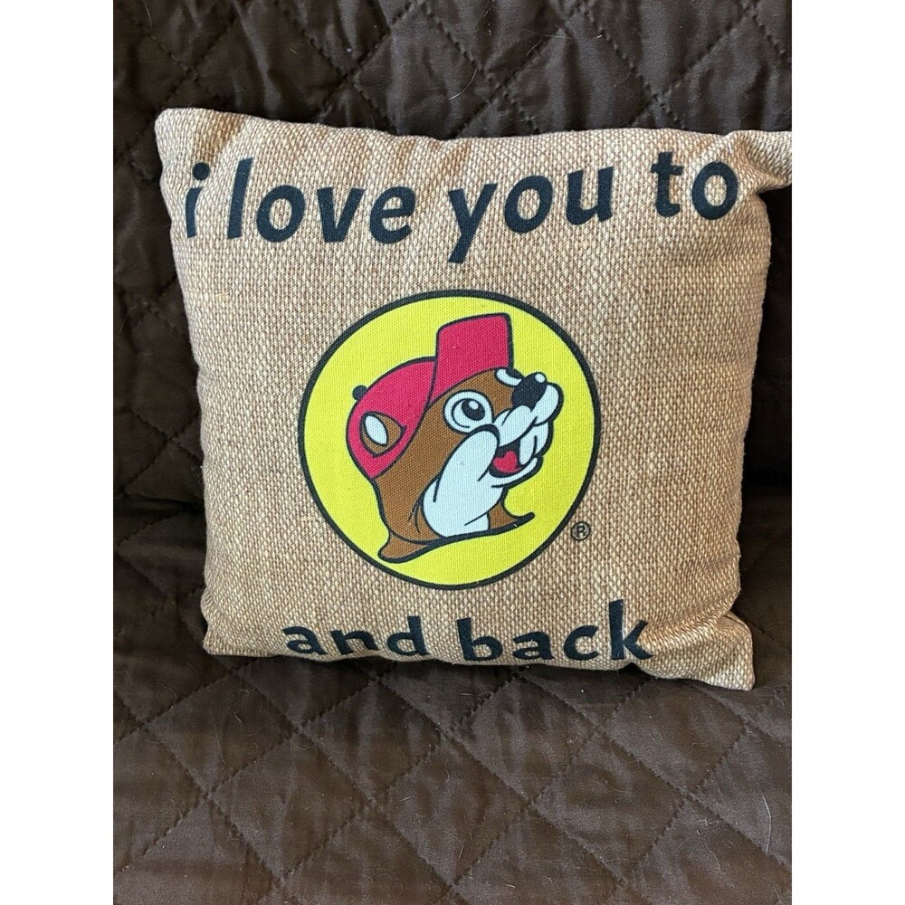 I Love You to Buc-ee's and Back Pillow Throw 11" X 11" Beaver 2 Sided Double - Picture 4 of 5